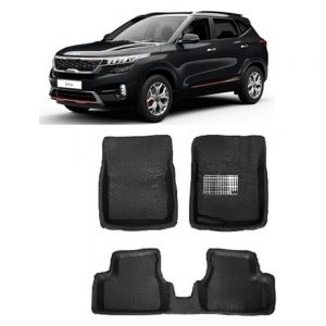 4.5D Car Floor Foot Tray Mats for Seltos  - Black